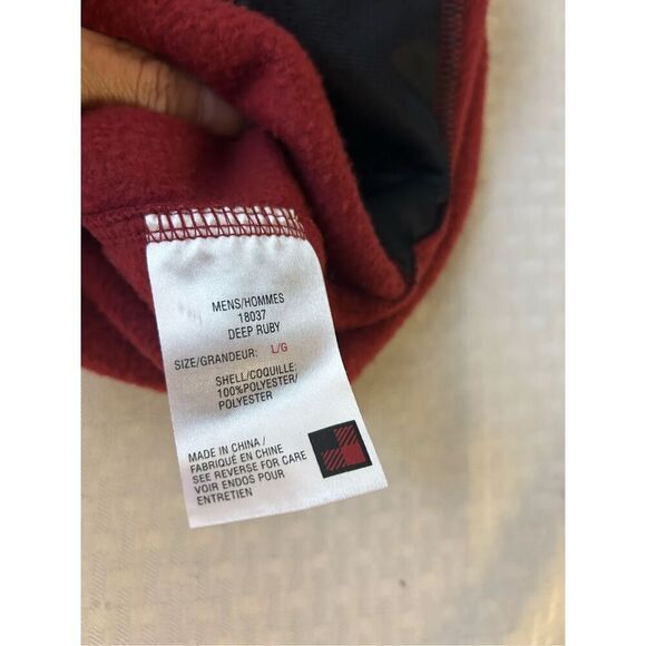 Woolrich fleece zipper vest men’s large burgundy Deep Ruby - Picture 7 of 7